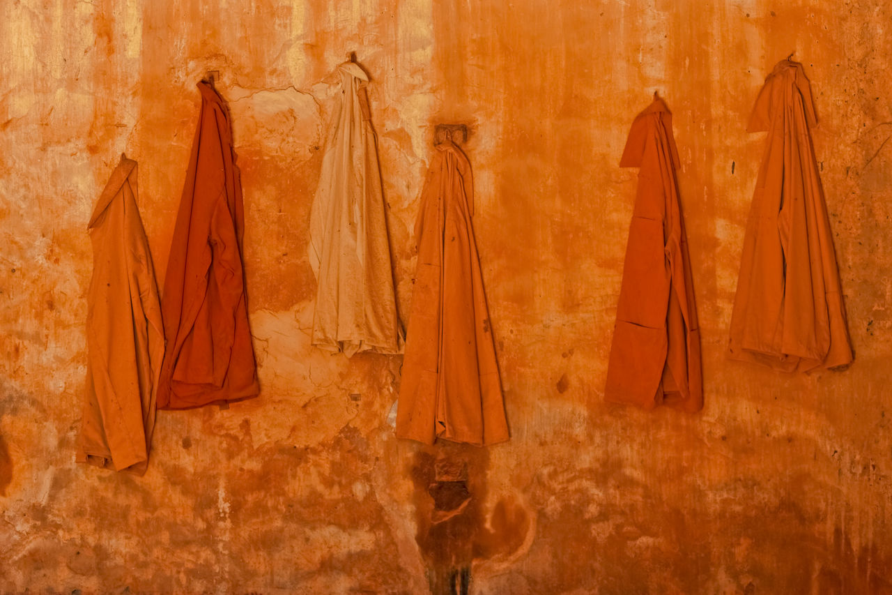 Clothes hanging on wall