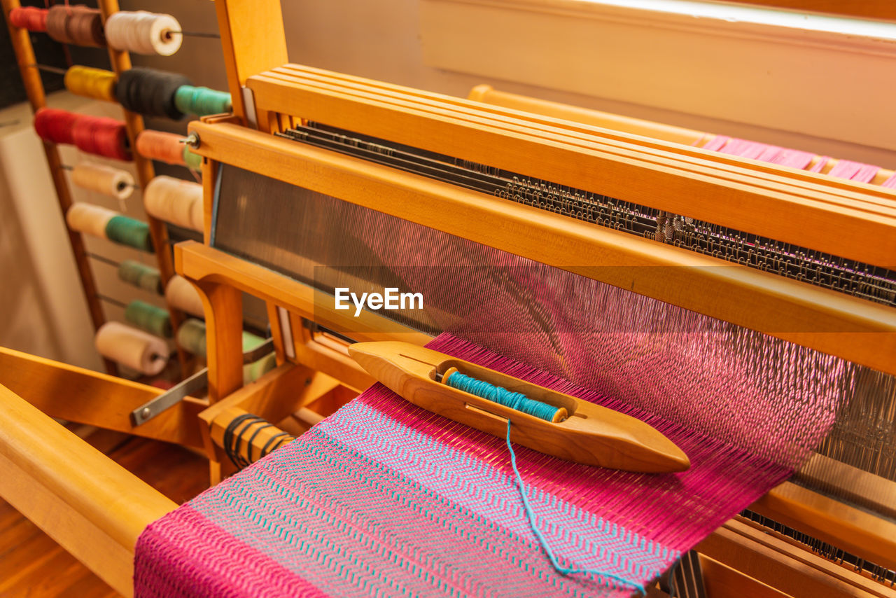 Close-up of loom