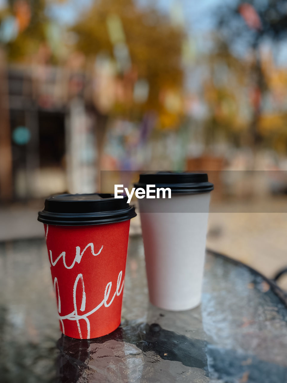 Close-up of coffee cup on table