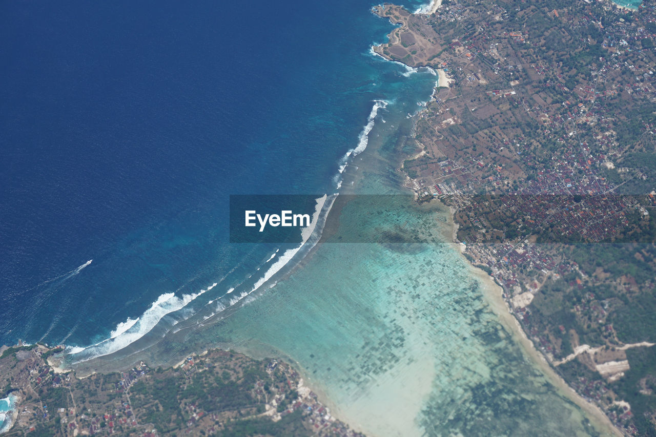 High angle view of surf on beach