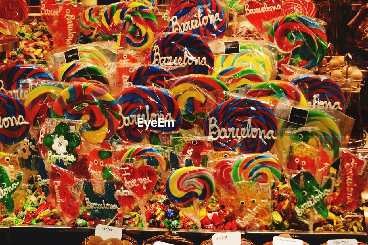 Detail shot of colorful candies for sale