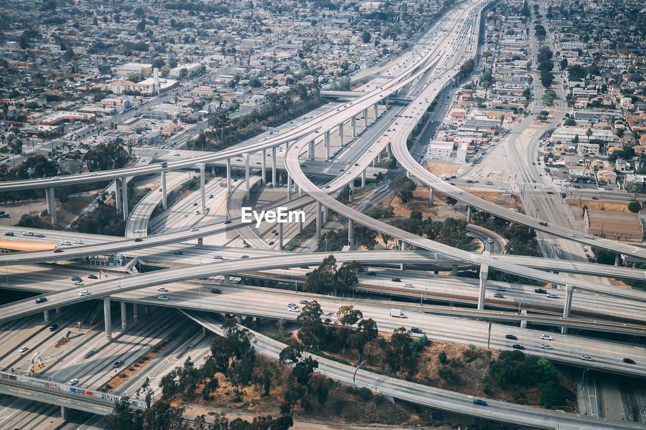 Aerial view of elevated roads in city