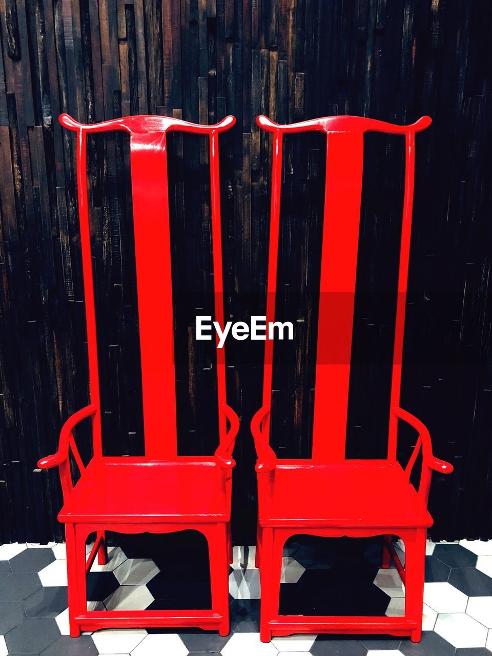 CLOSE-UP VIEW OF RED CHAIRS