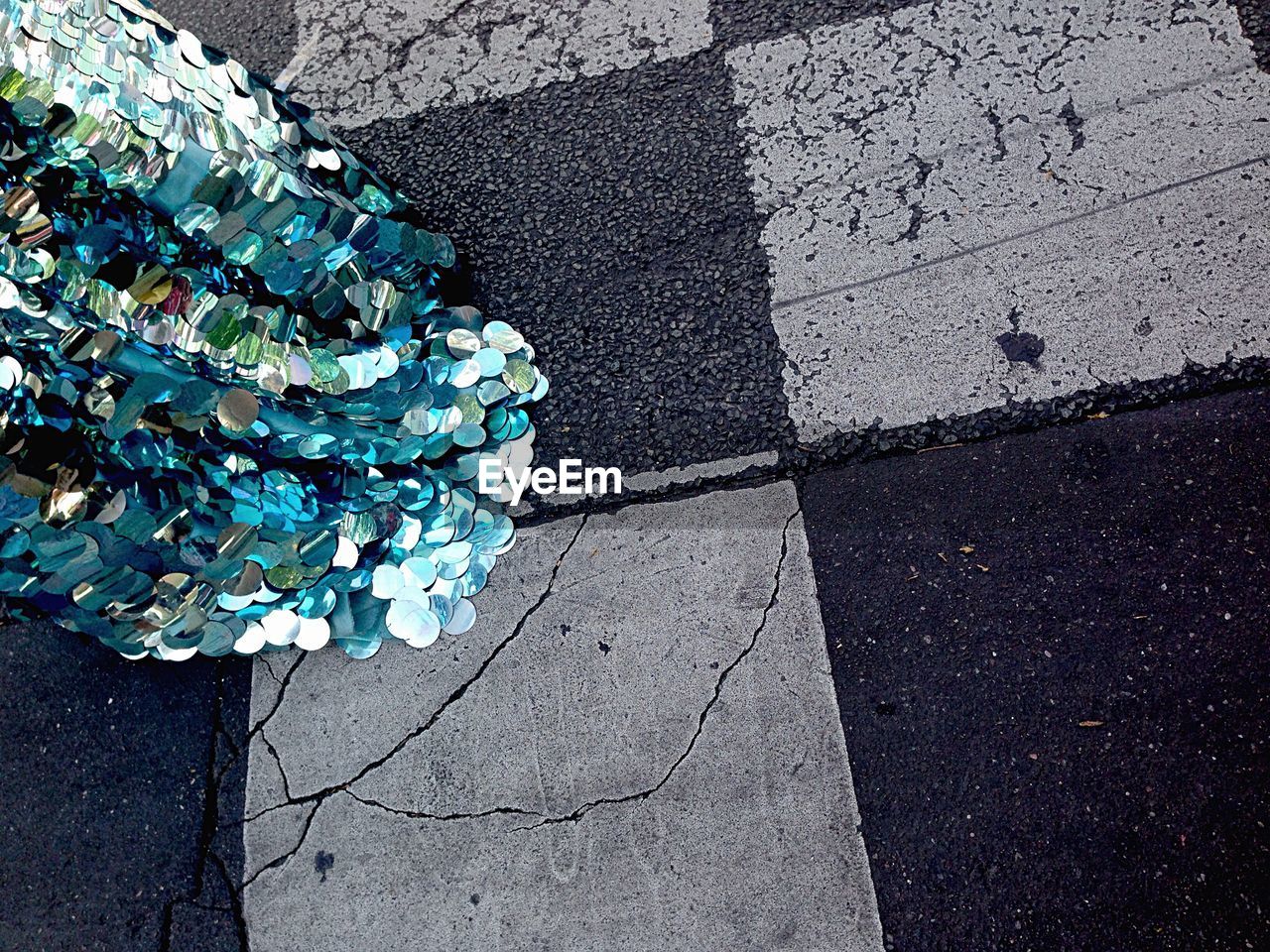 High angle view of decoration on street