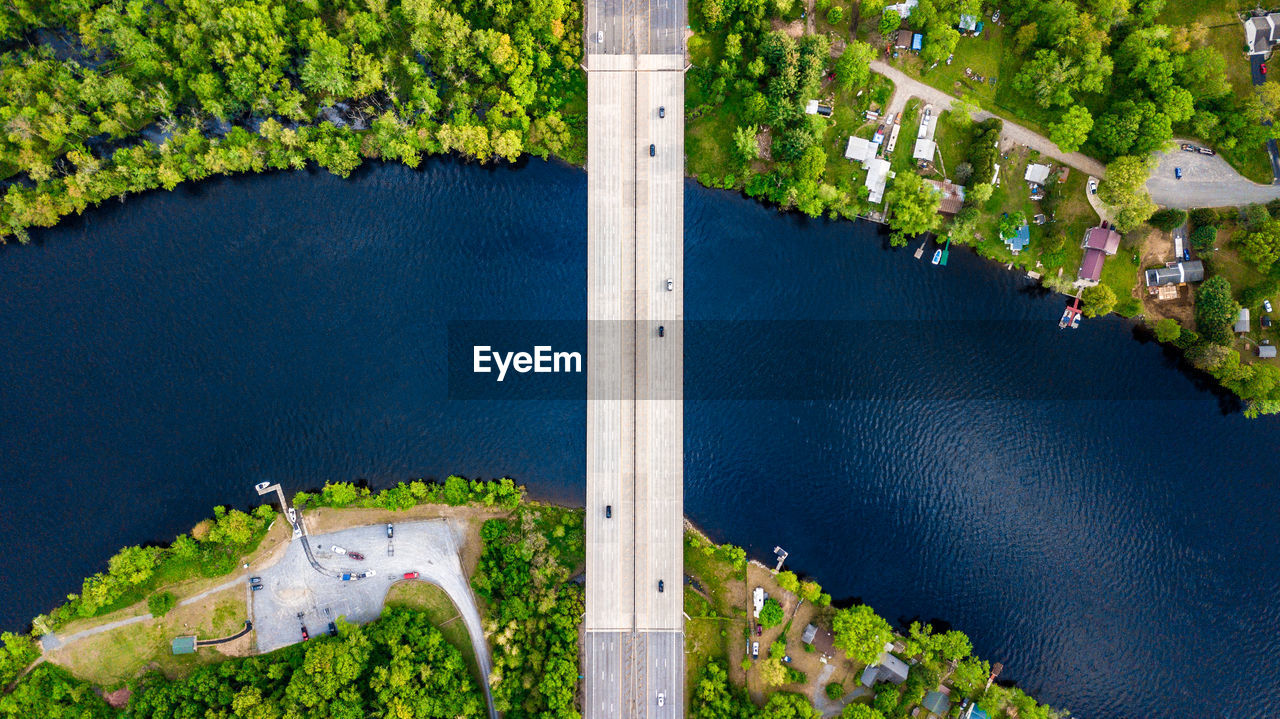 Aerial view of bridge over river