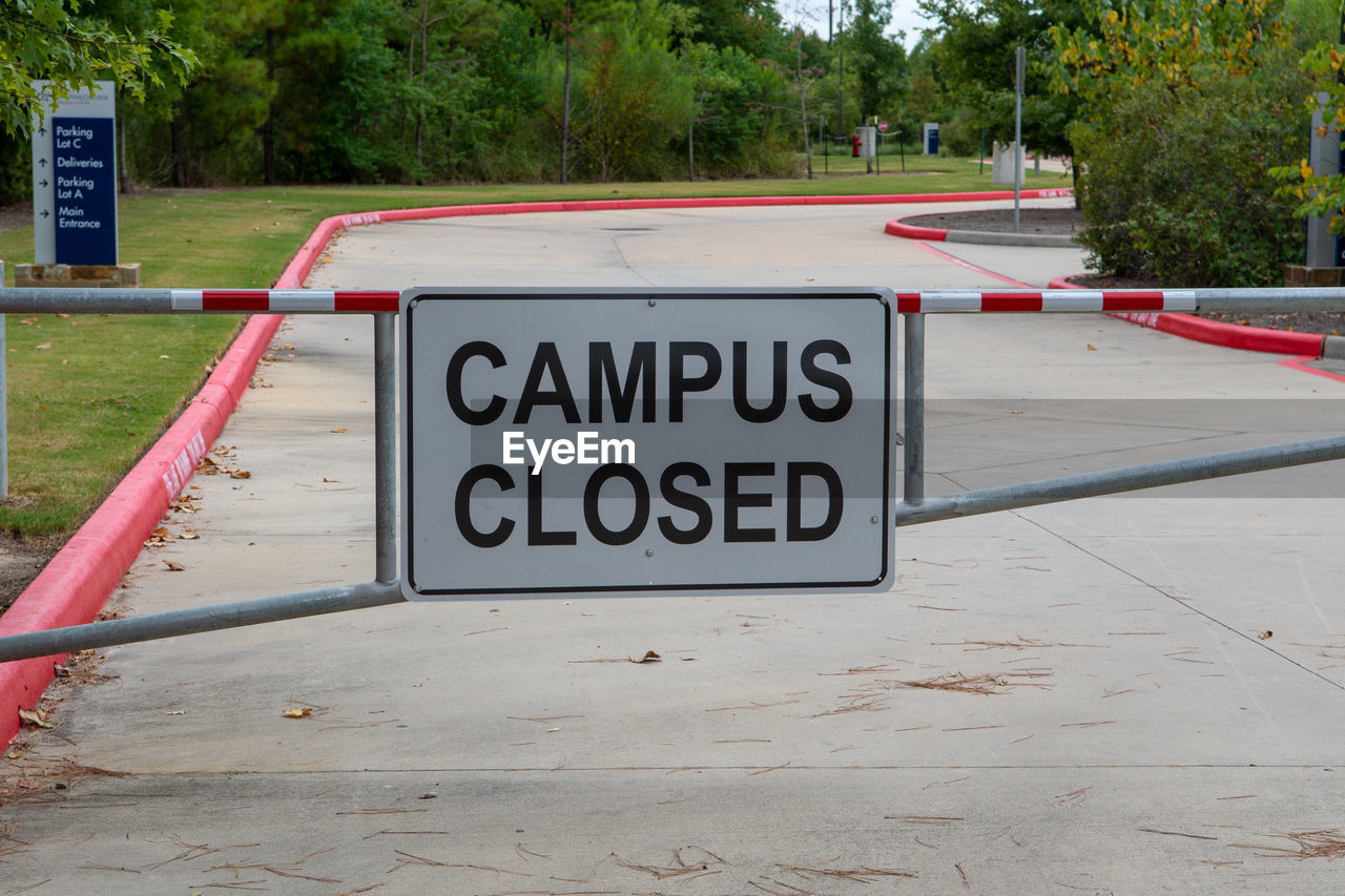 Closed sign at college campus