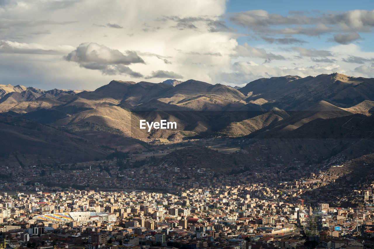 Scenic view of cusco city seen from sacsayhuaman, peru