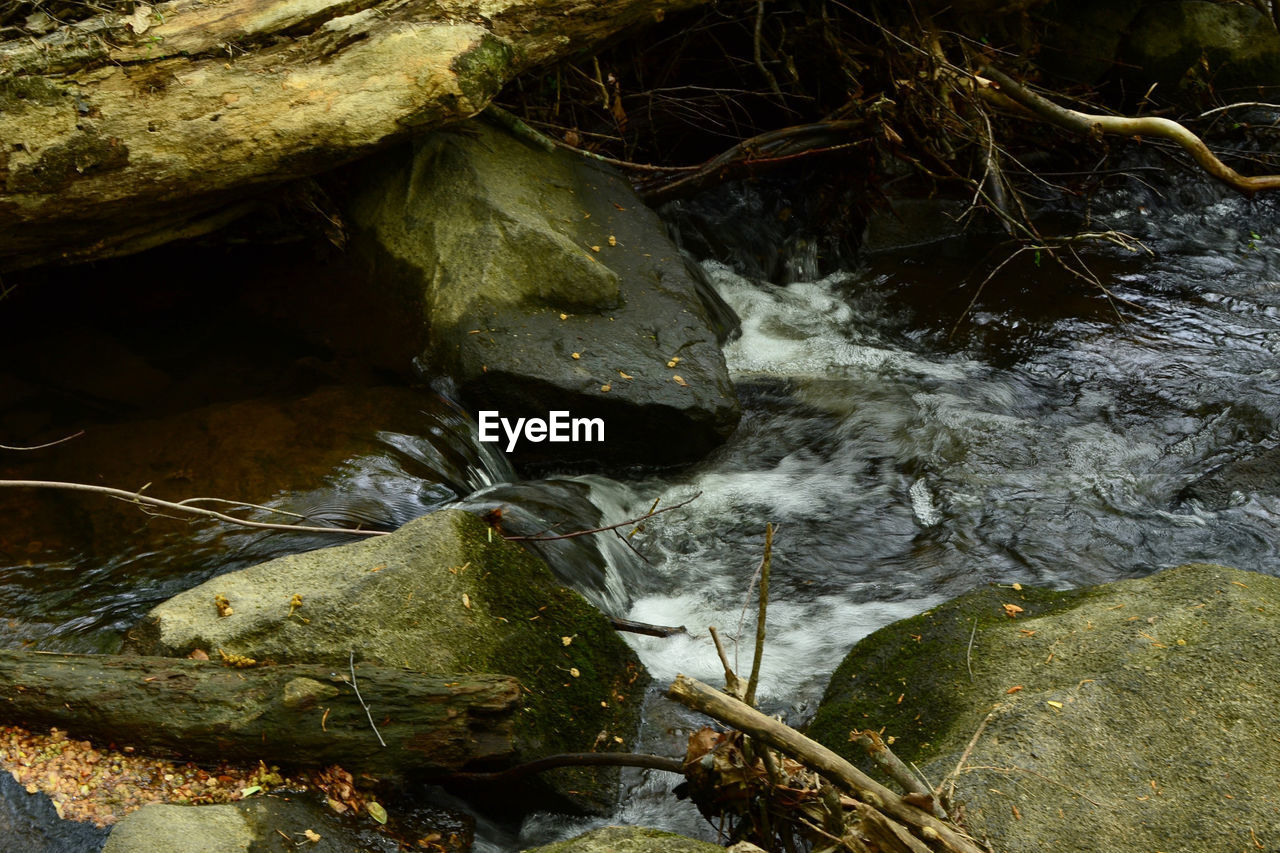HIGH ANGLE VIEW OF WATERFALL