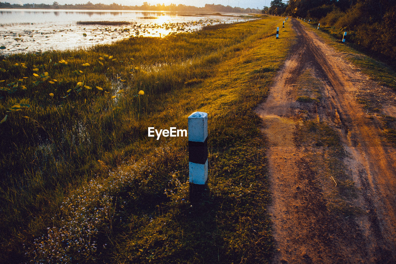morning, land, nature, landscape, plant, horizon, road, environment, sky, sunlight, reflection, grass, coast, rural area, no people, transportation, scenics - nature, tranquility, field, hill, water, beauty in nature, outdoors, day, tranquil scene, sea, cloud, autumn, dirt, rural scene, footpath, non-urban scene, tree, dirt road, yellow, the way forward