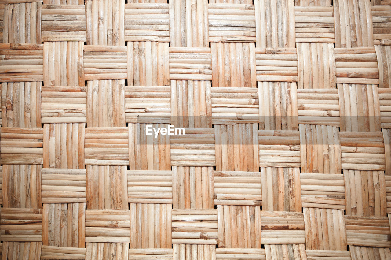Full frame shot of wooden wicker basket