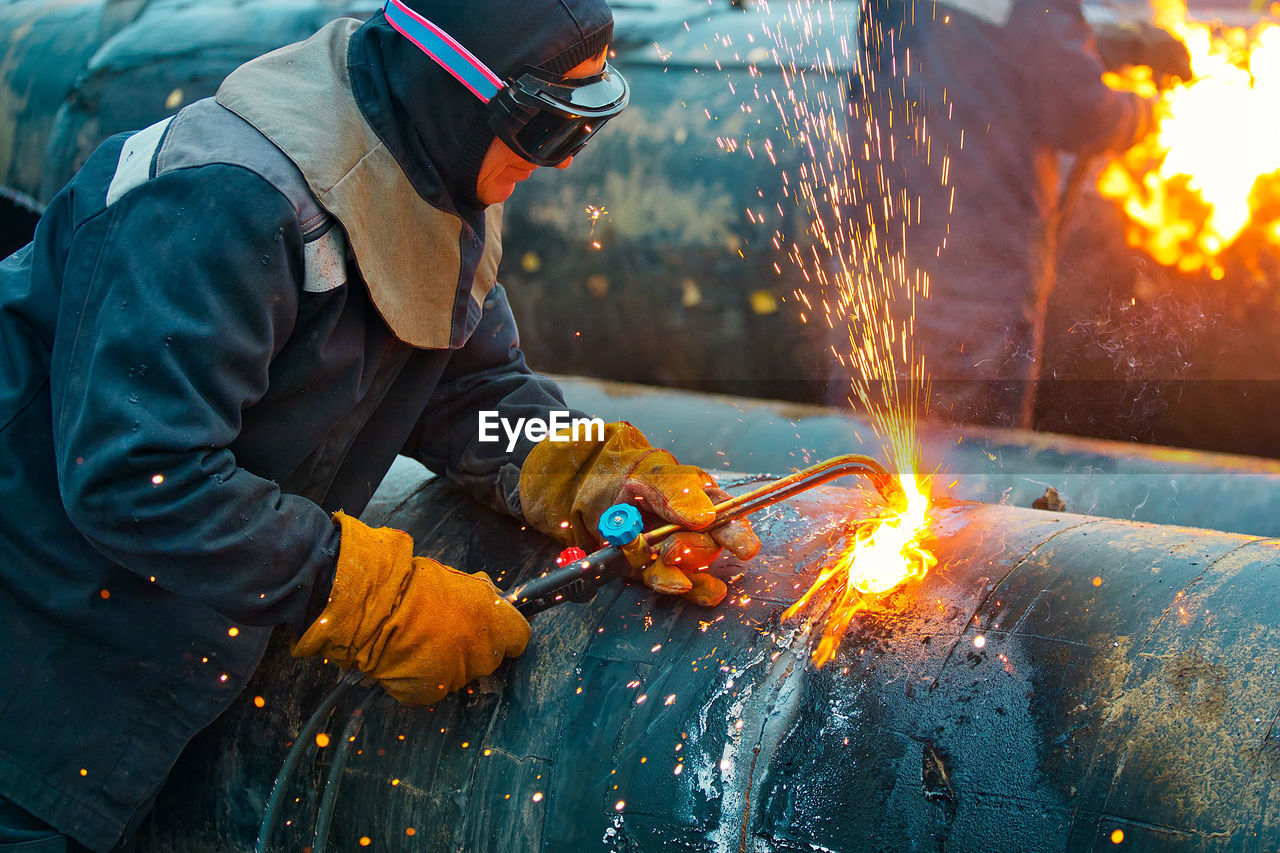 Man working on fire