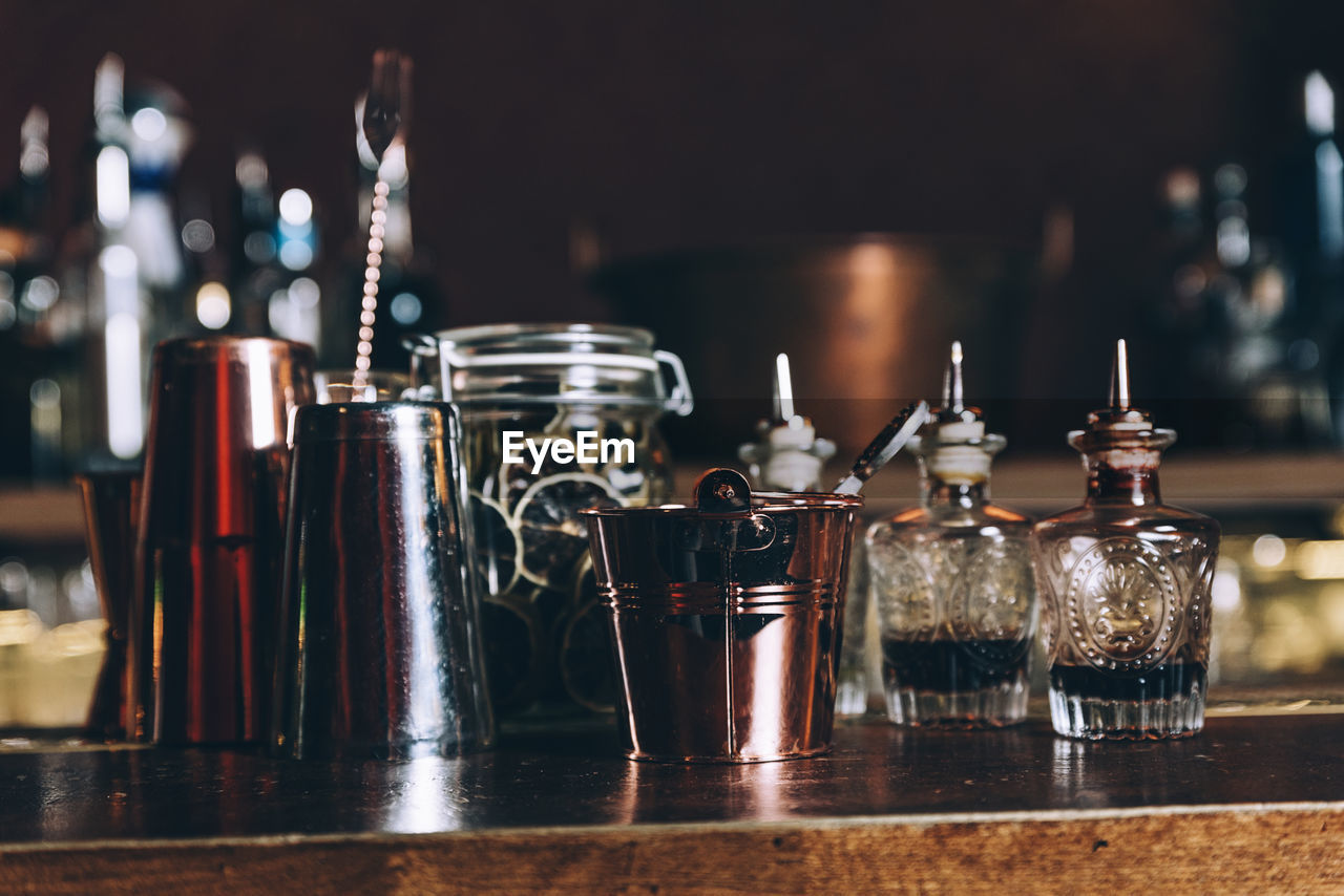 Close-up of drink on bar counter
