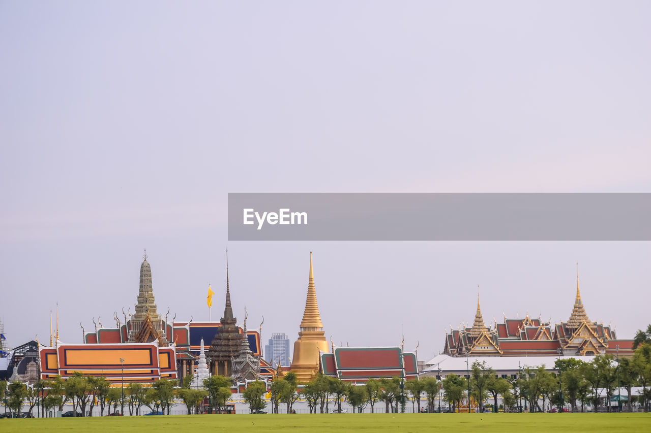Panoramic view of temple building against sky
