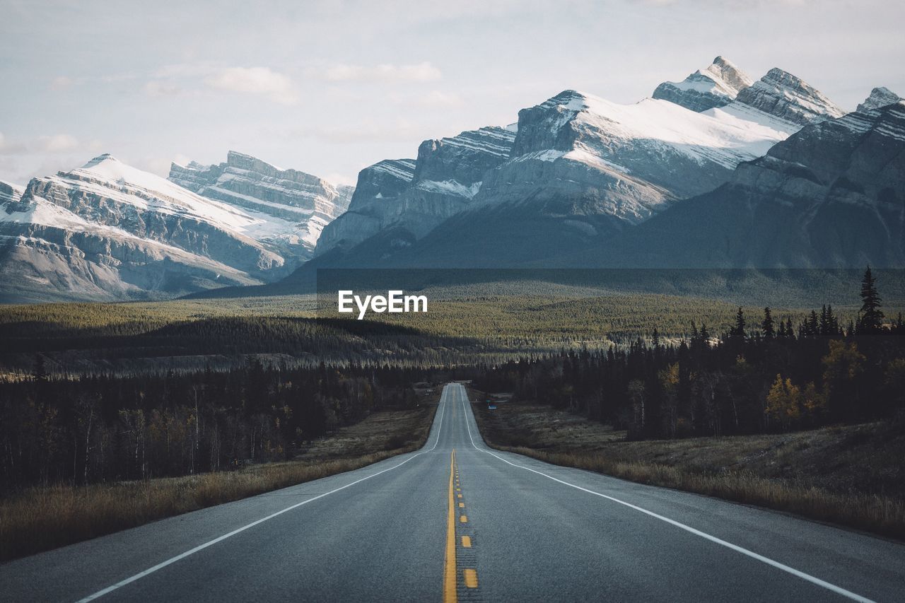 Road leading towards mountains