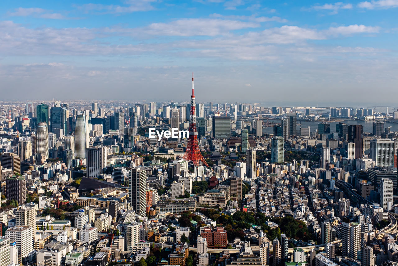 Aerial view of tokyo skyline