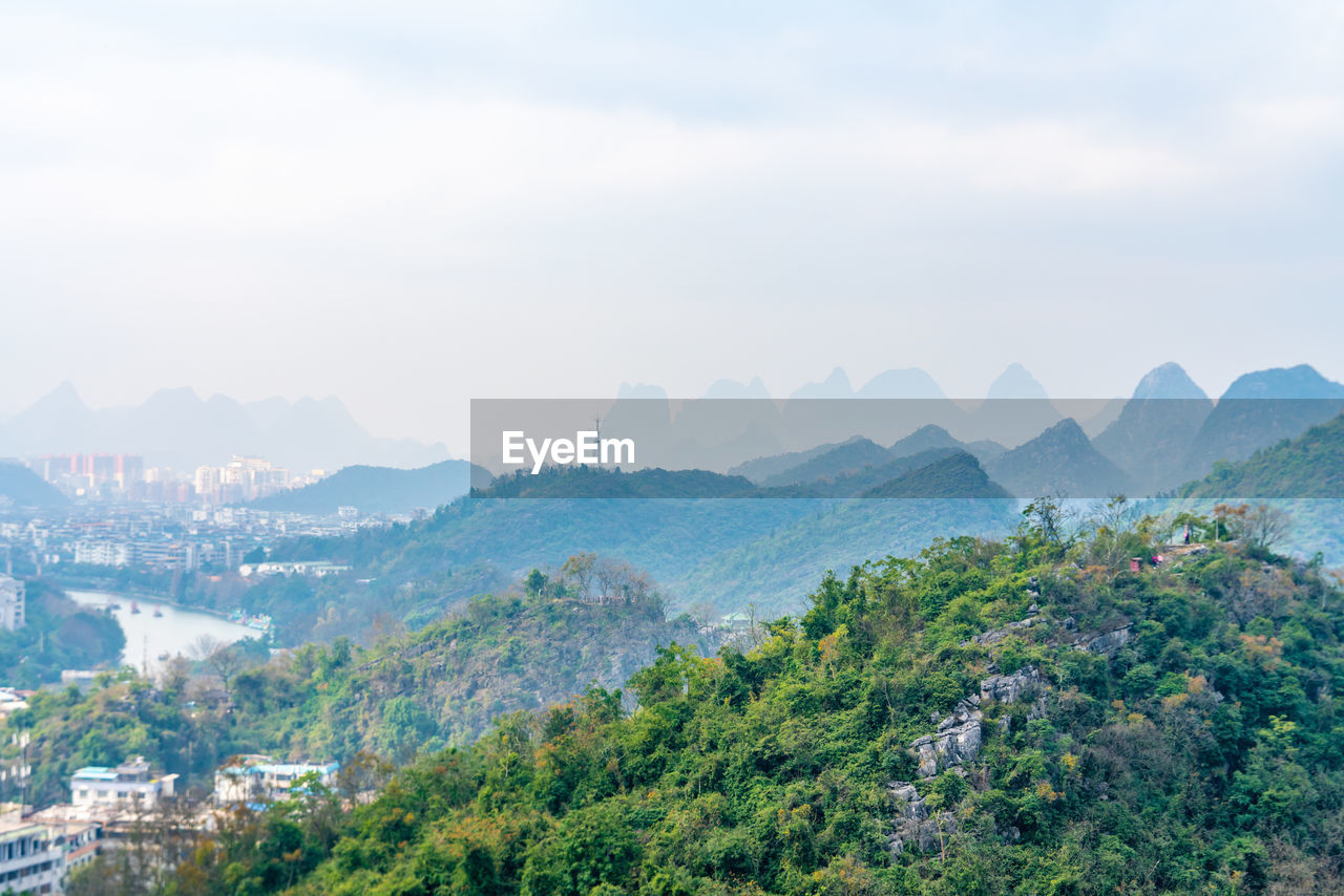 An aerial view of guilin city, guangxi province, china