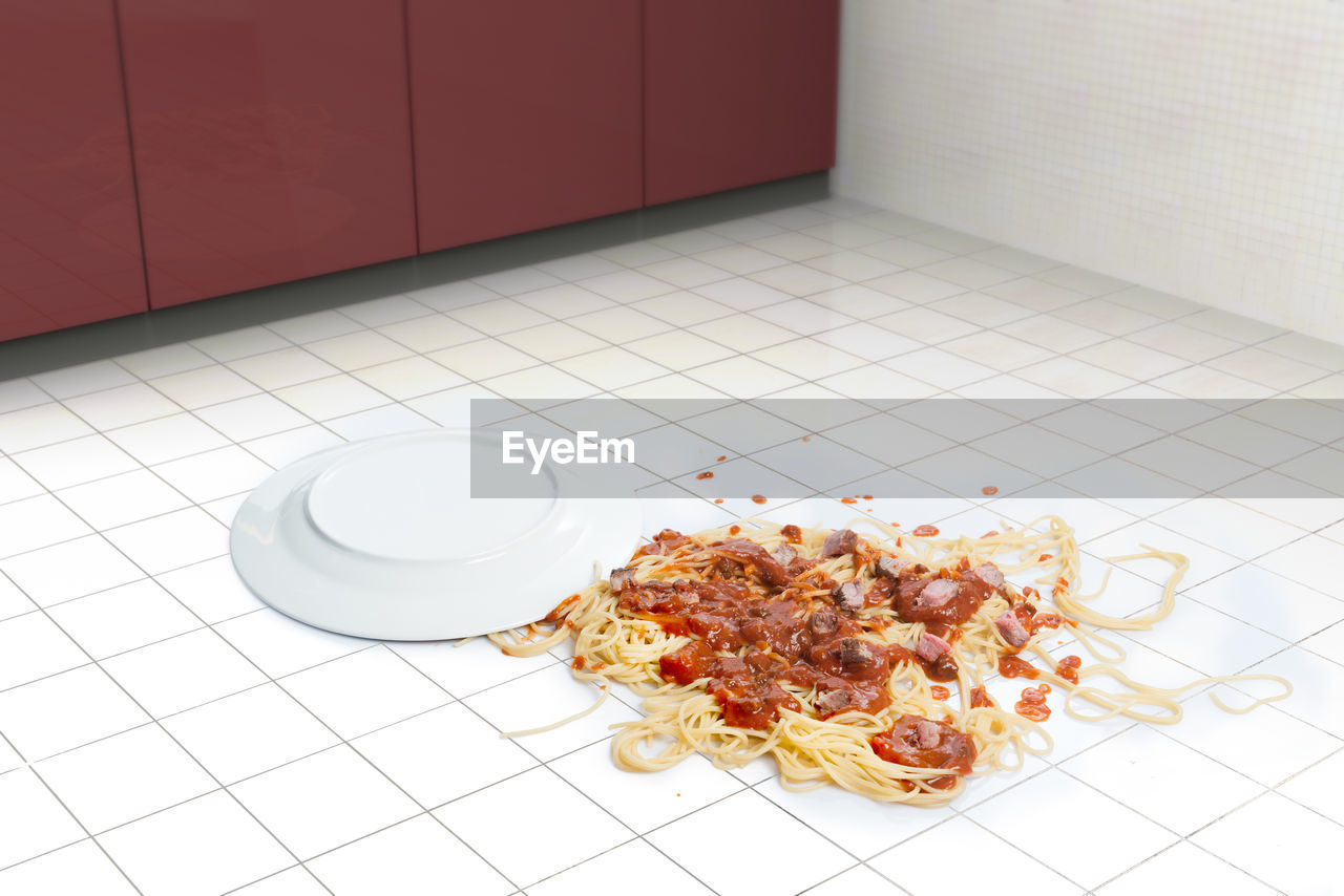 Fallen dish of pasta
