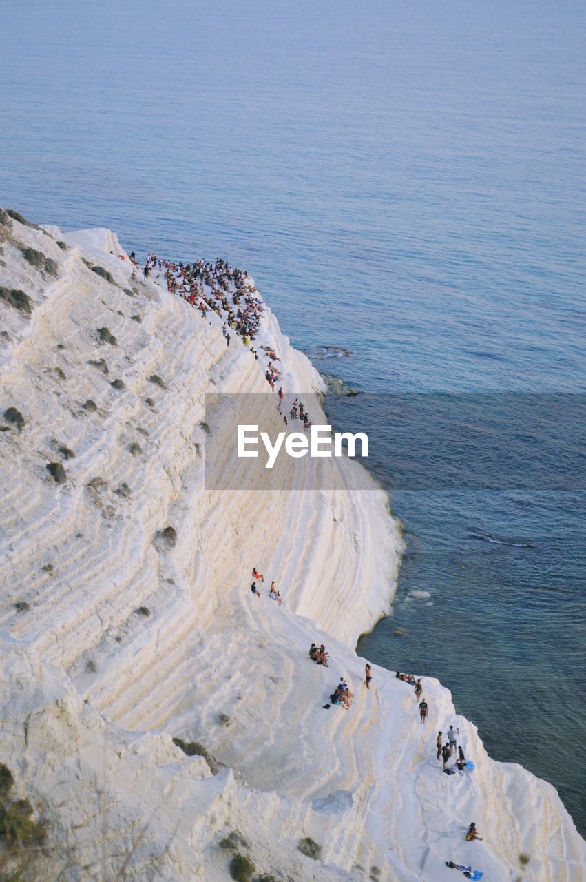 High angle view of rocks on beach