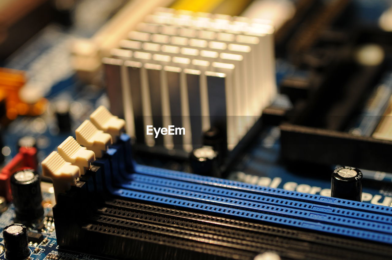 High angle view of mother board