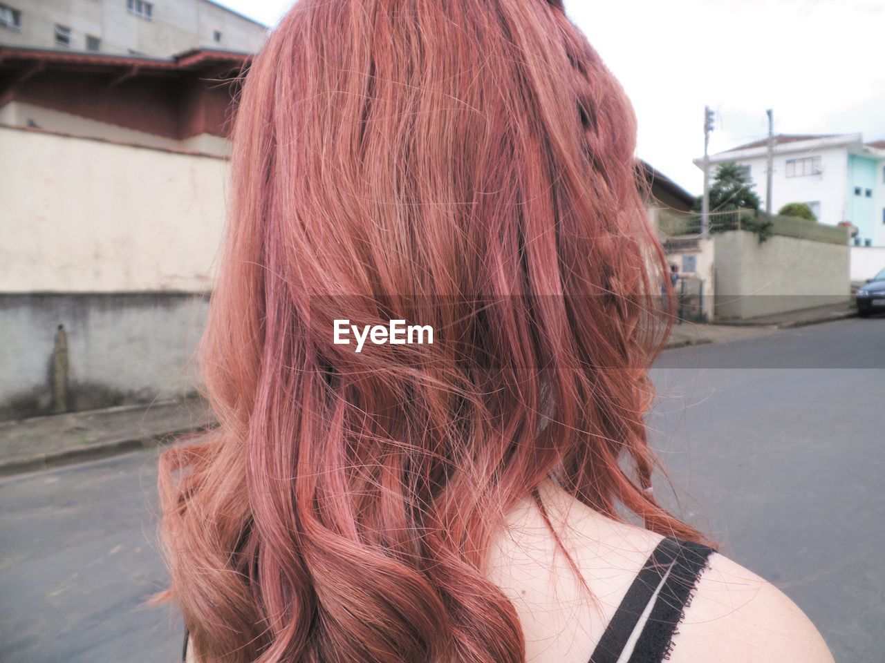 Rear view of woman with dyed hair