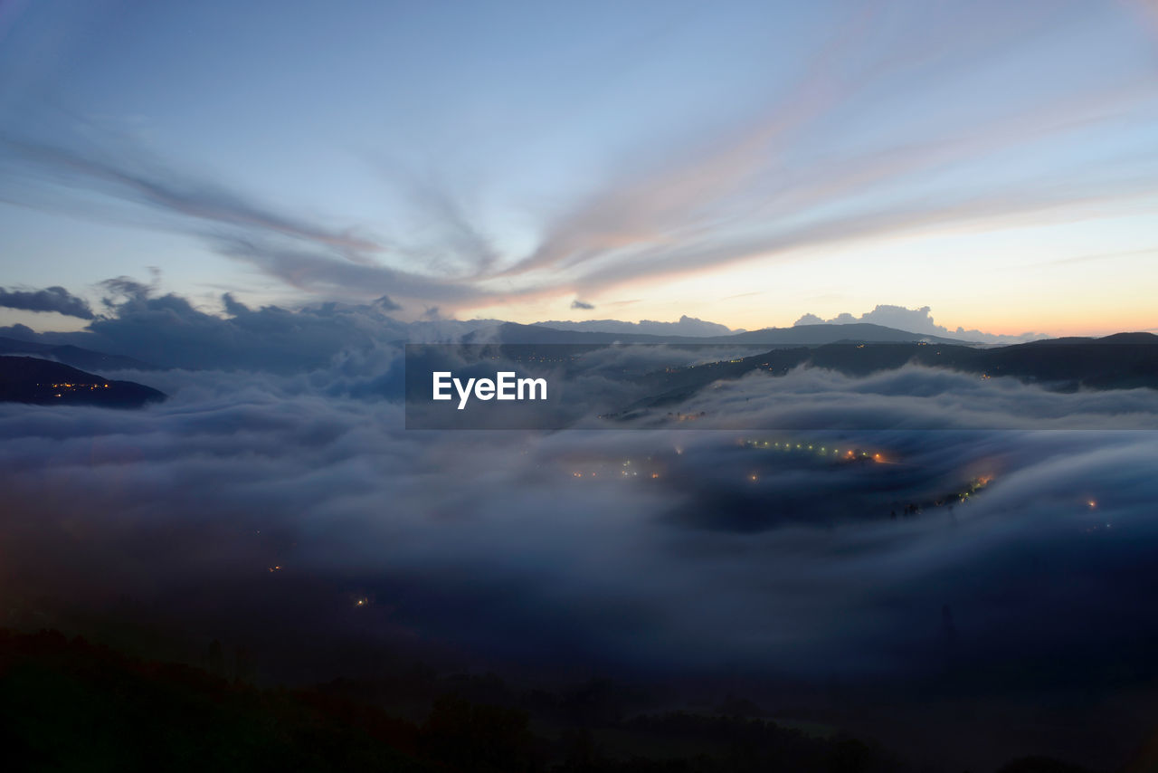 Scenic view of cloudscape against sky during twilight
