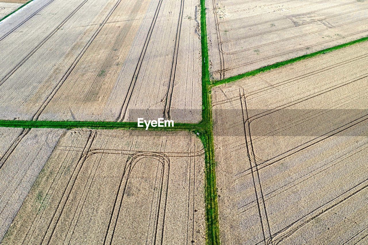 HIGH ANGLE VIEW OF FARM FIELD