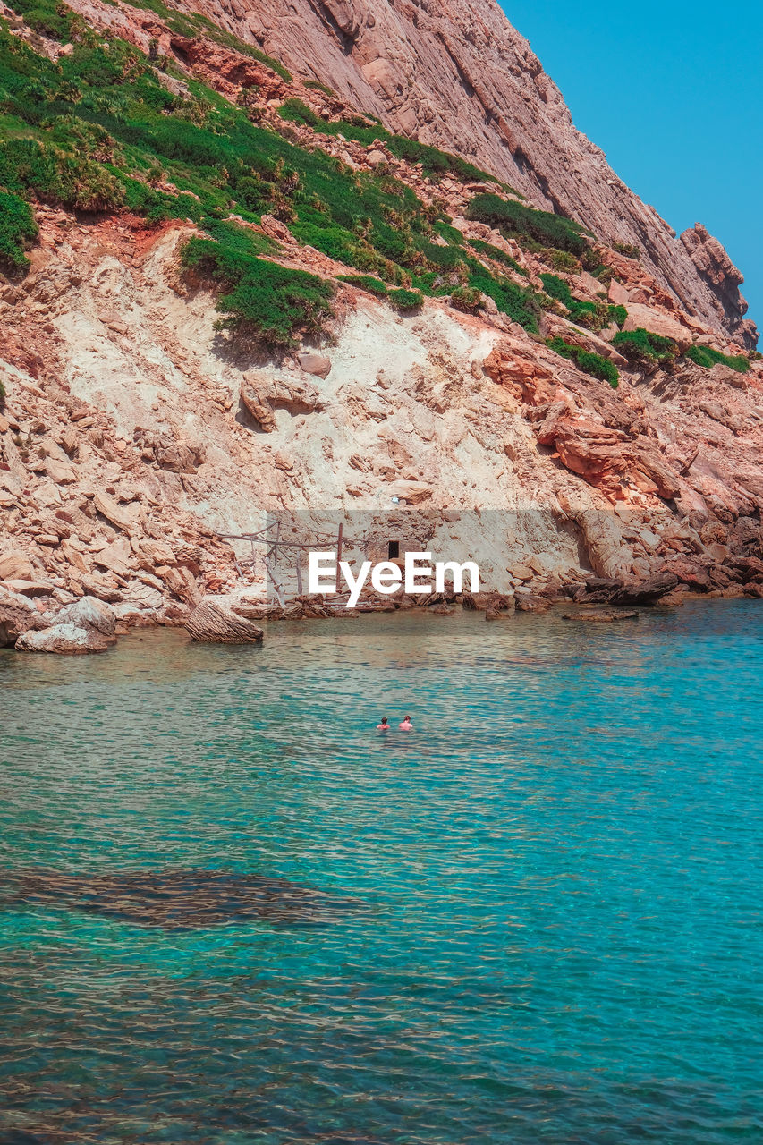 Scenic view of sea against mountain