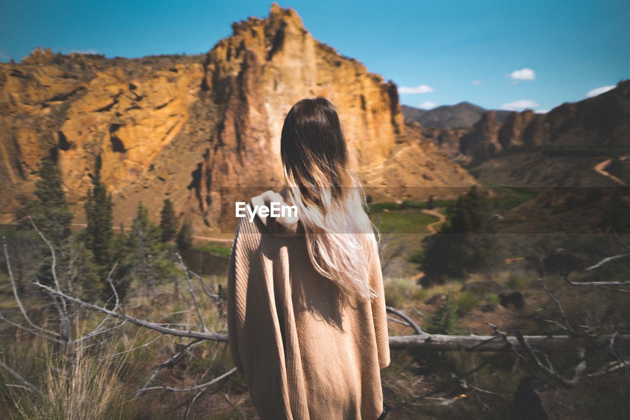 Rear view of woman looking at view