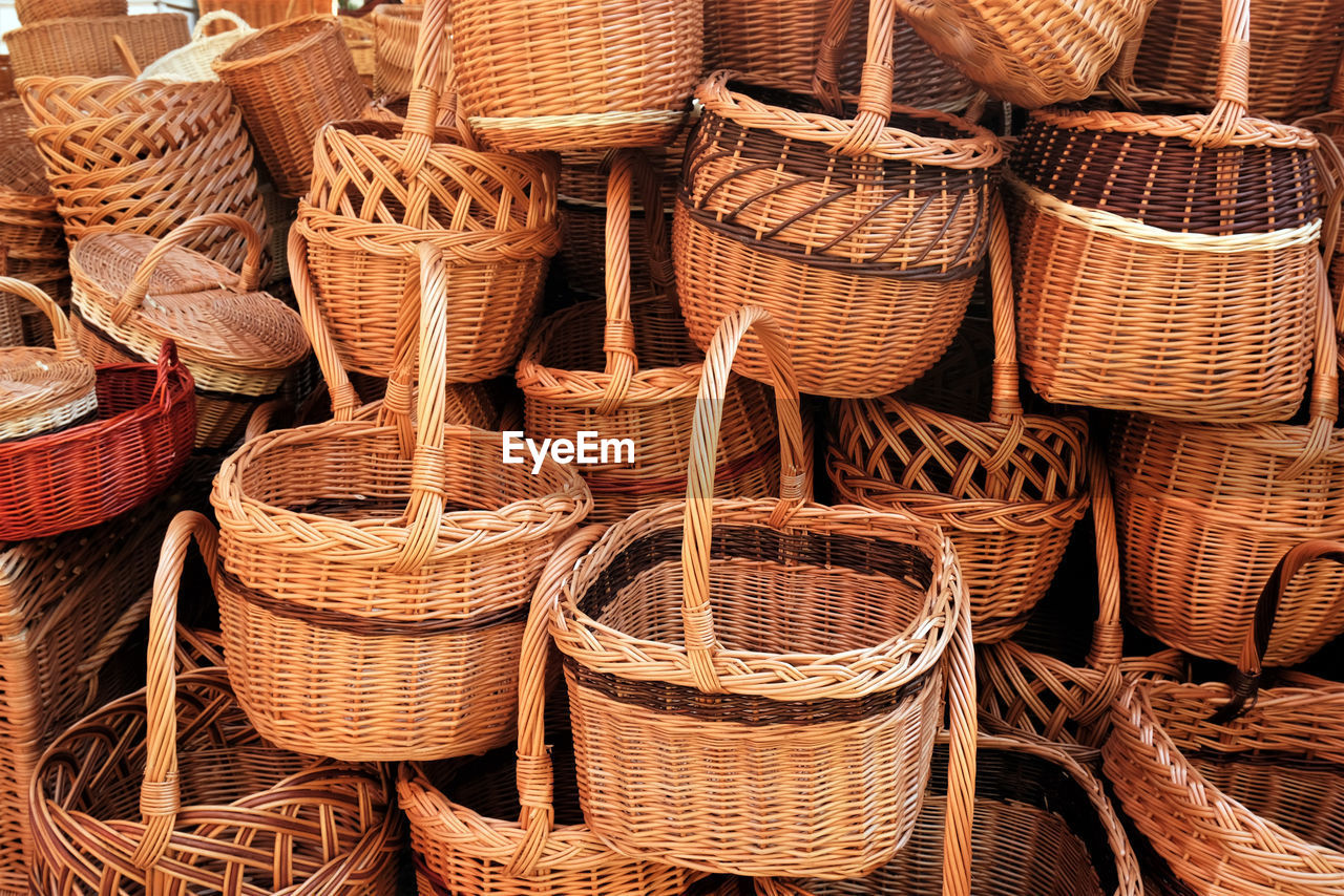 Full frame shot of wicker baskets ID 147463328