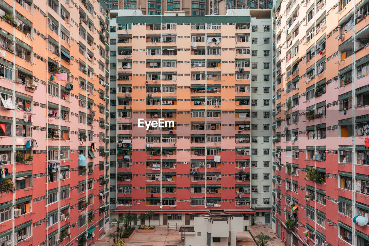 Red colour building, window and architecture photo in hong kong