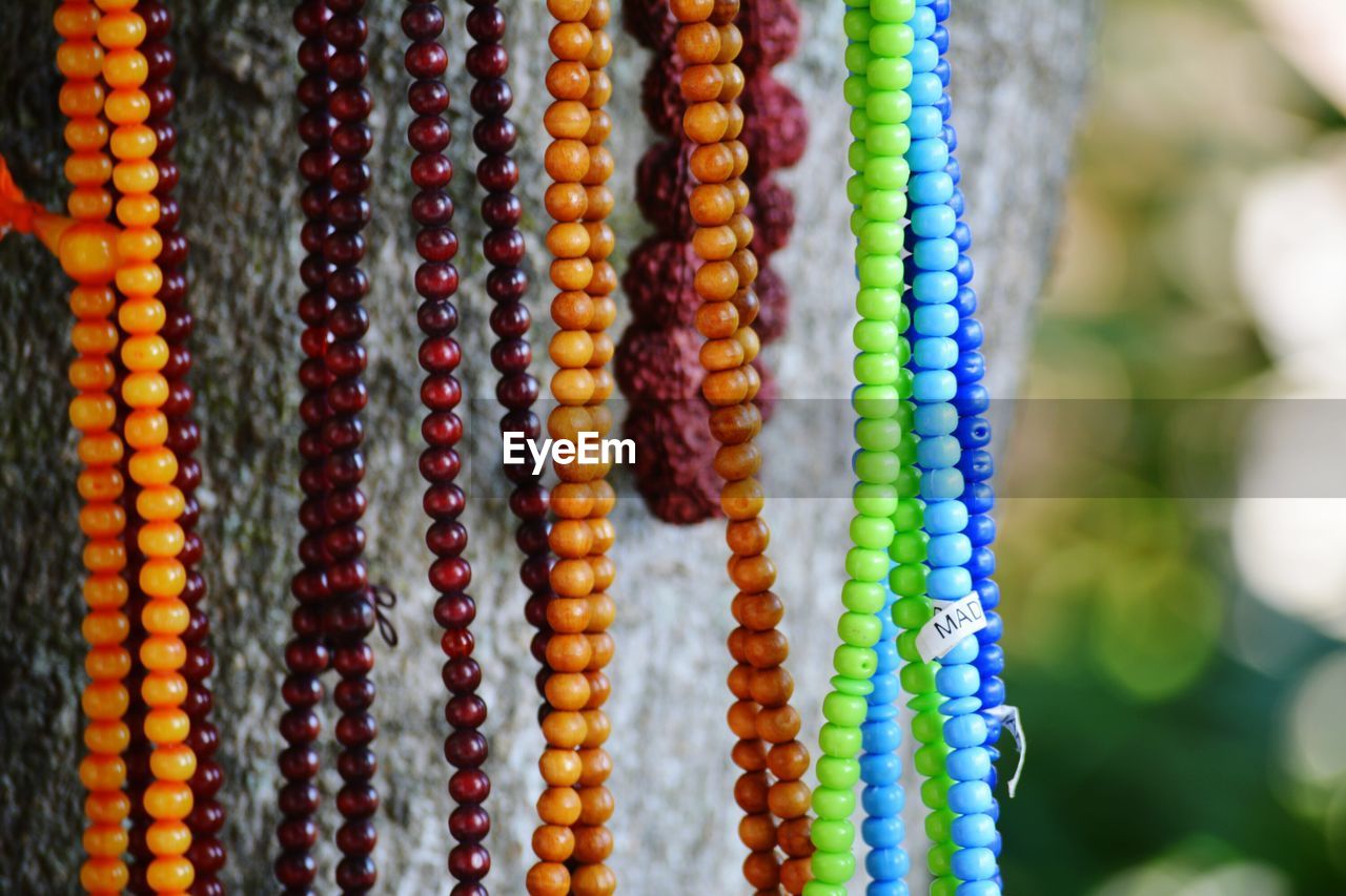 Close-up of colourful beads