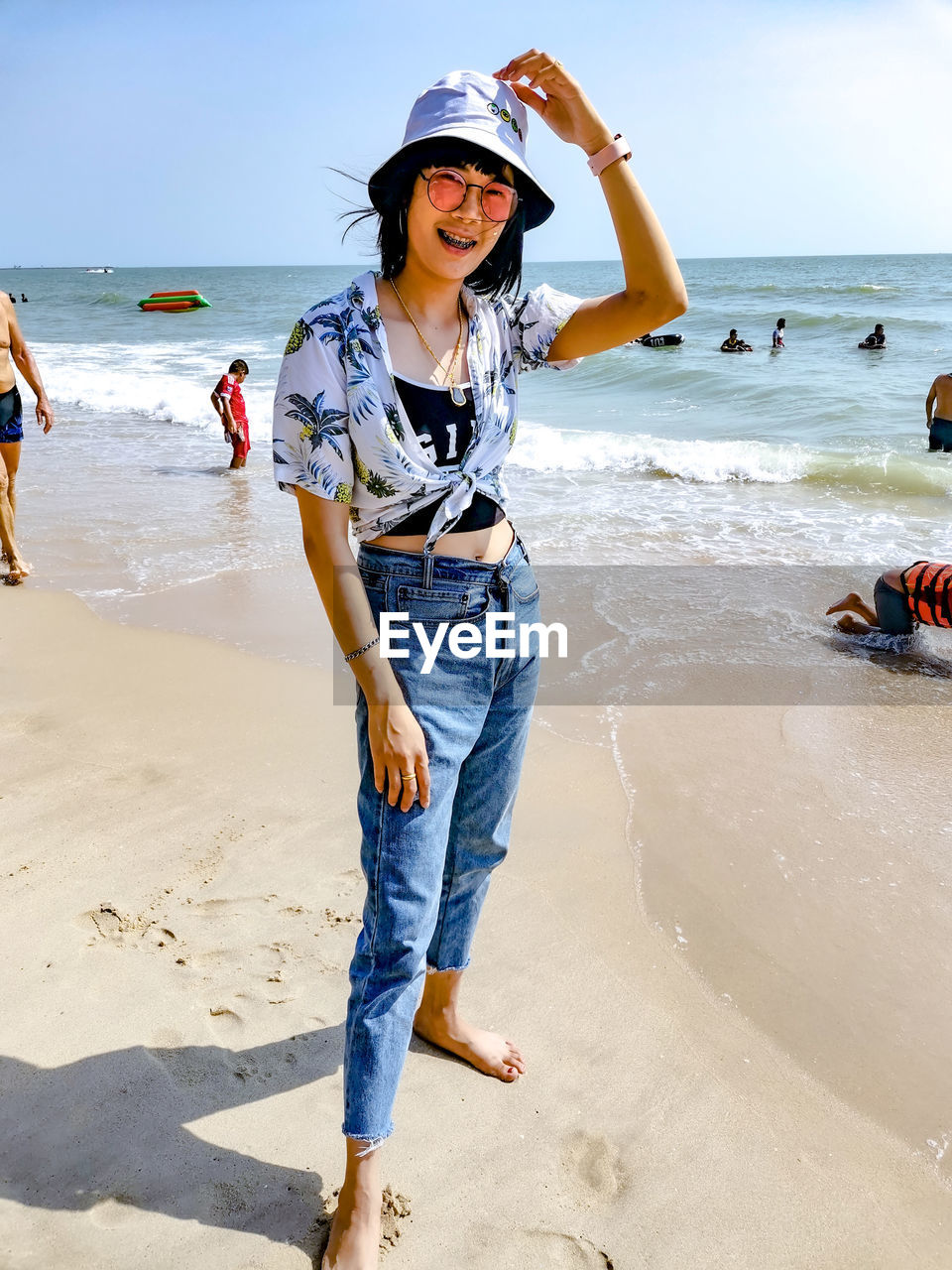 Full length of woman on beach