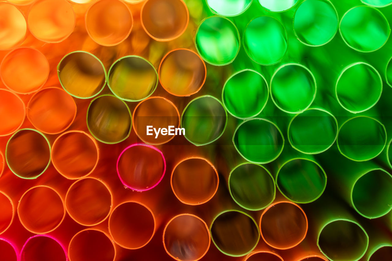 Full frame shot of multi colored background of straws