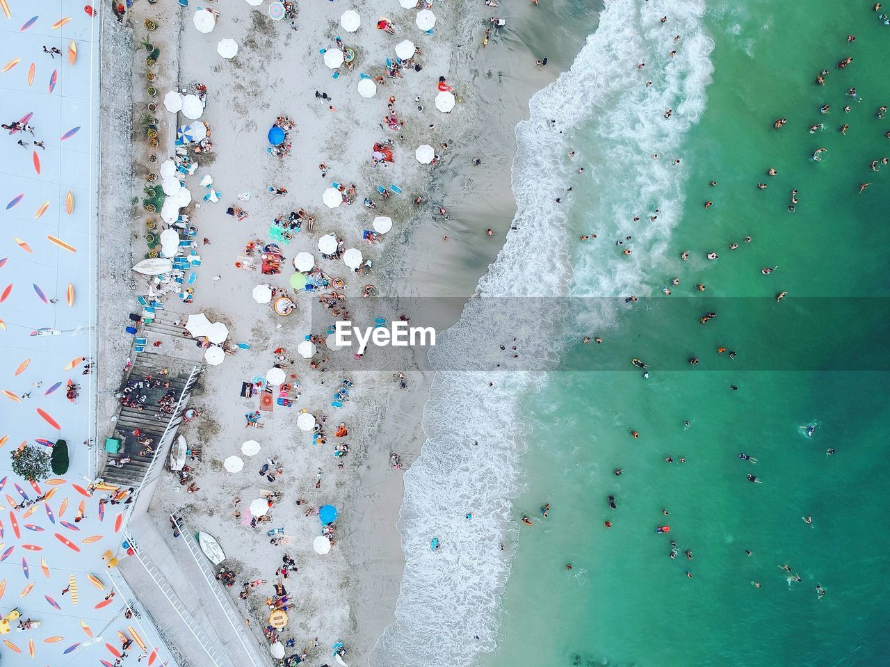 Aerial view of people at beach