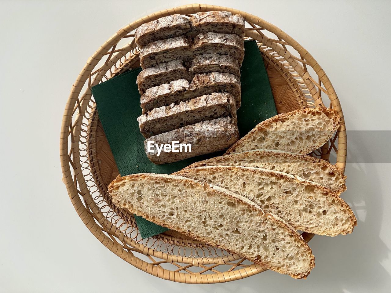 High angle view of bread in plate