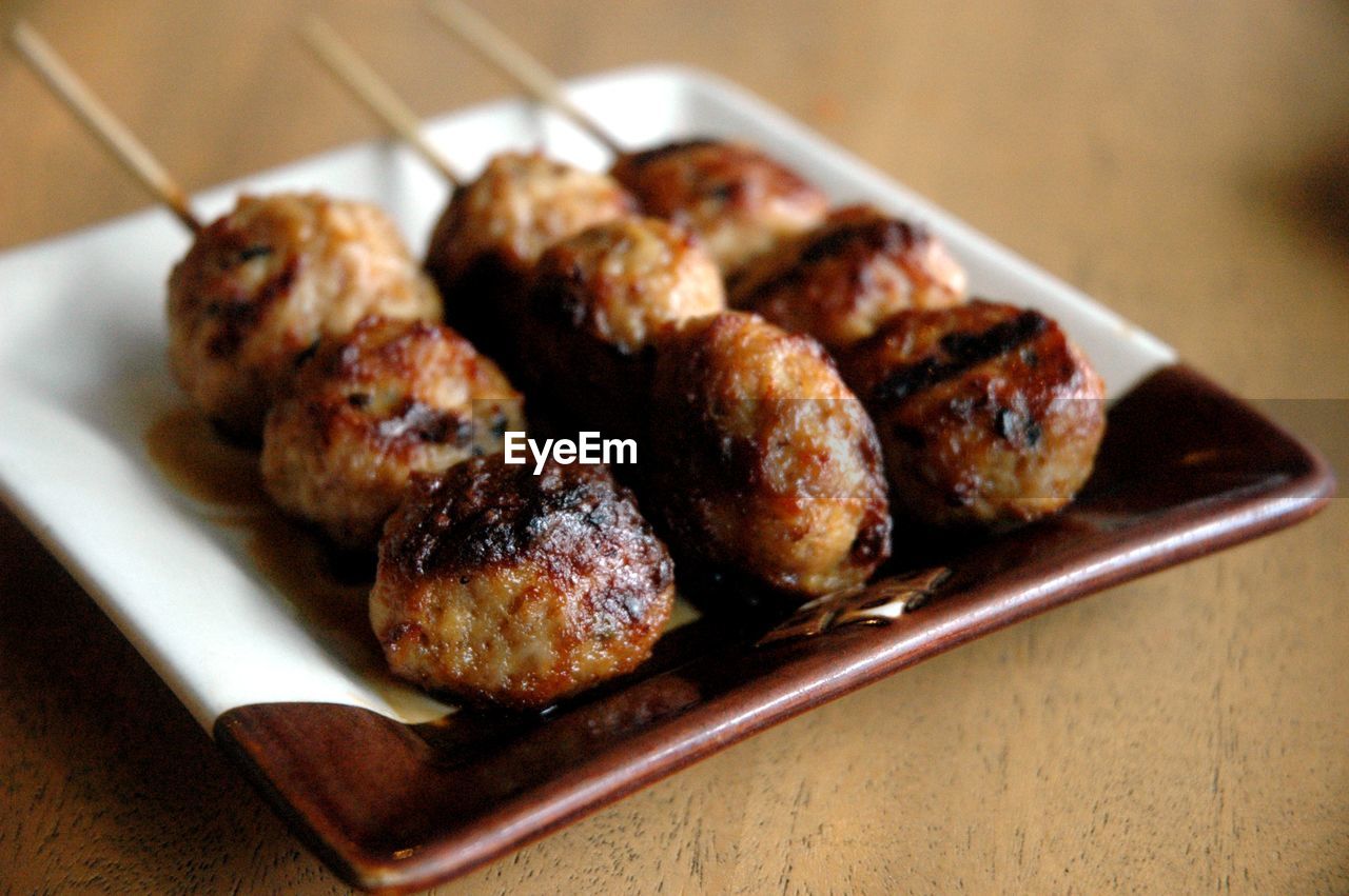 Close-up of food in plate on table