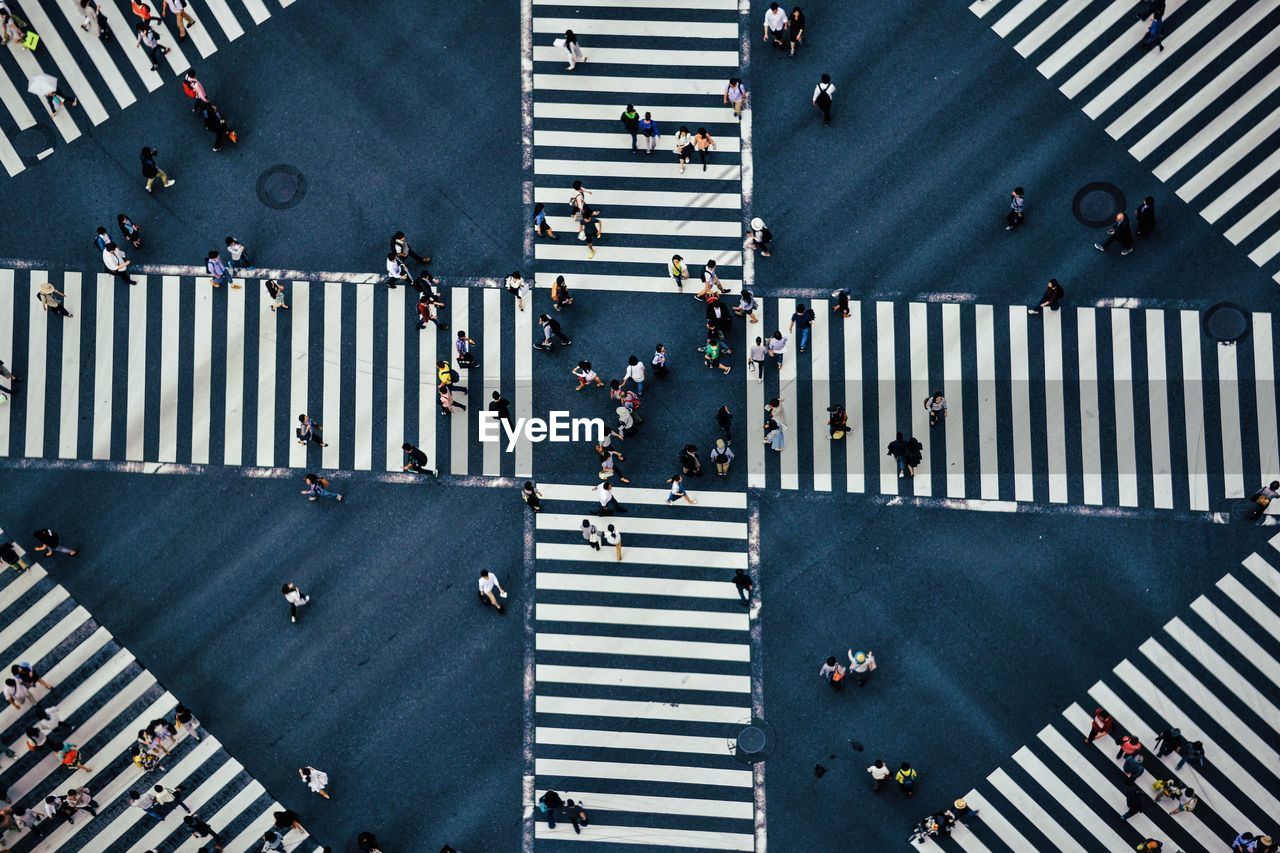 High angle view of pedestrian crossing