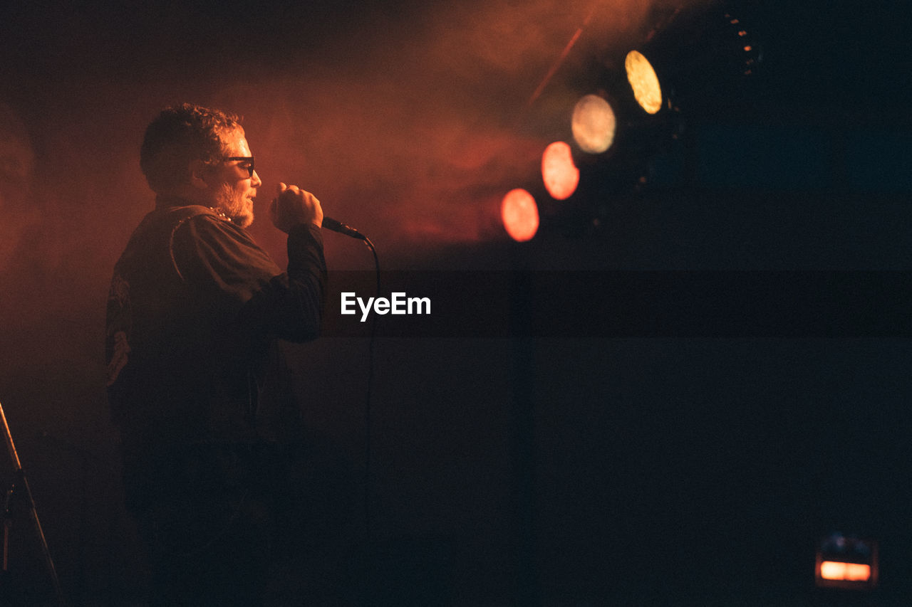 Portrait of rock singer in a concert
