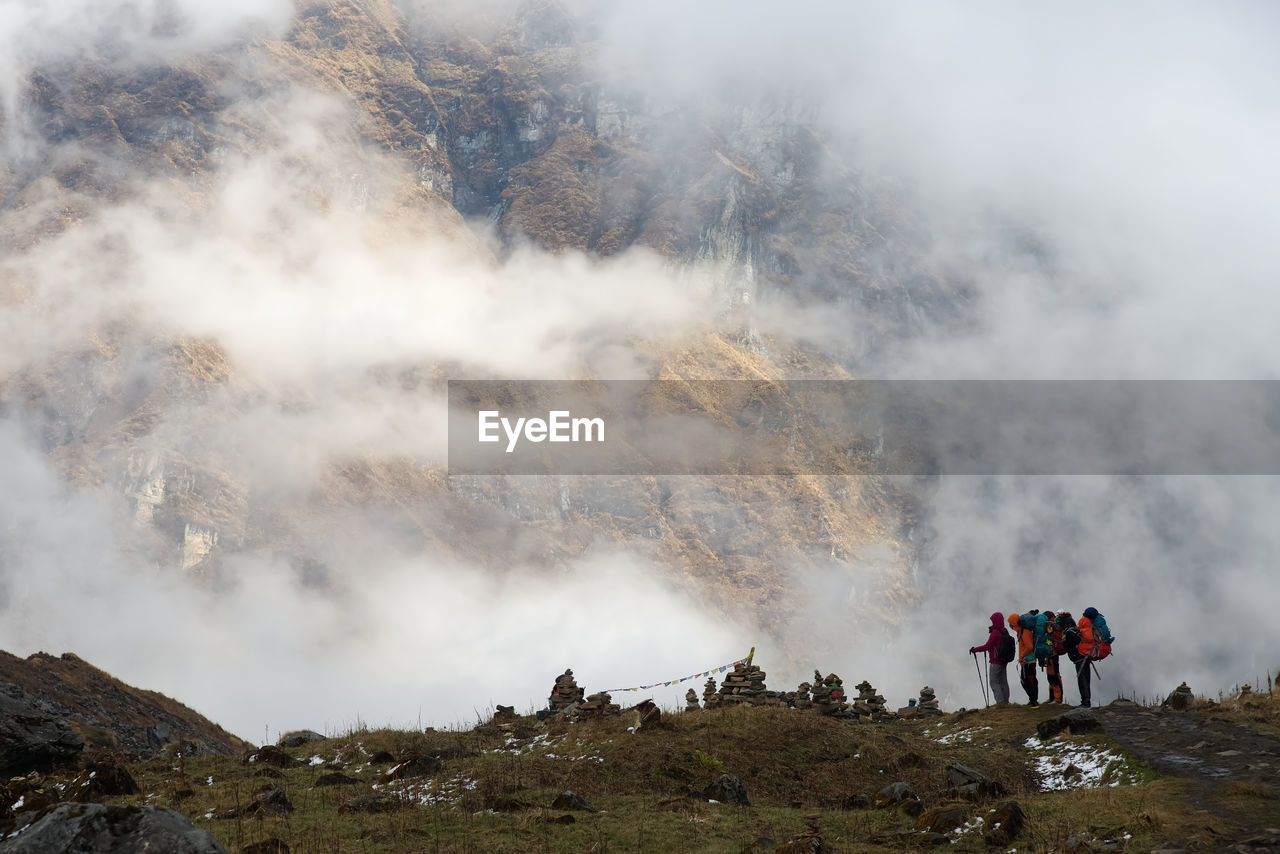 Panoramic view of people on mountain