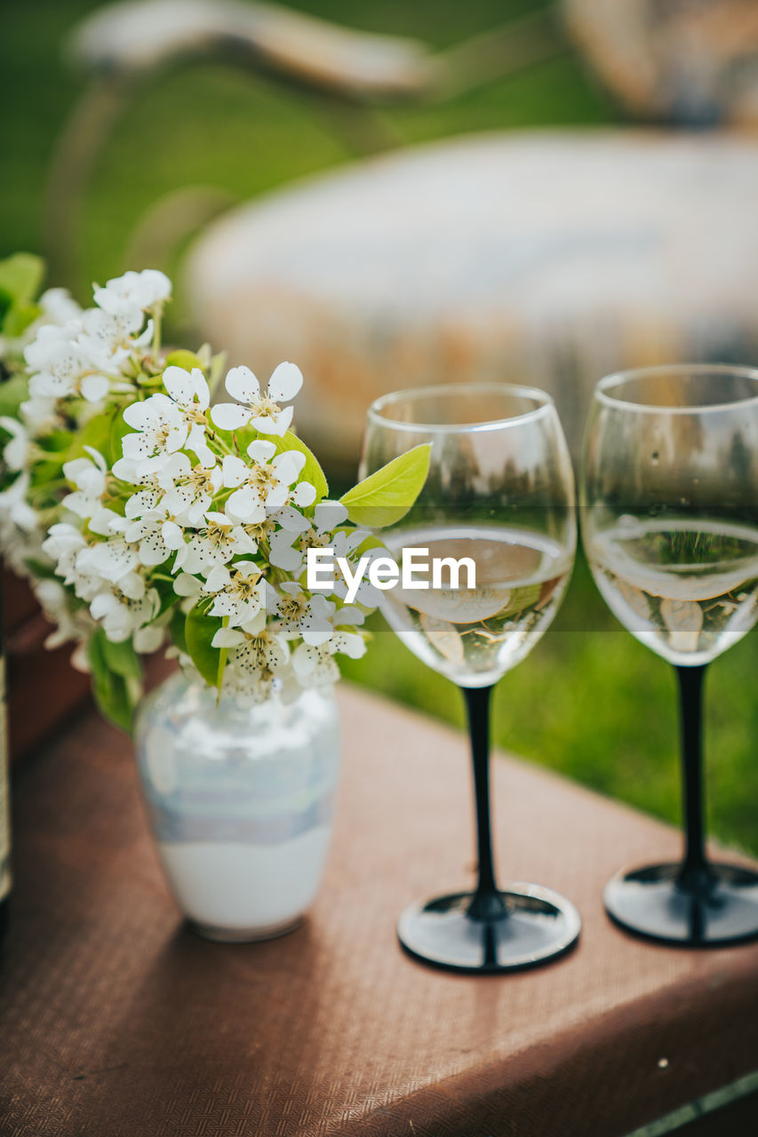 Close-up of wine glass on table