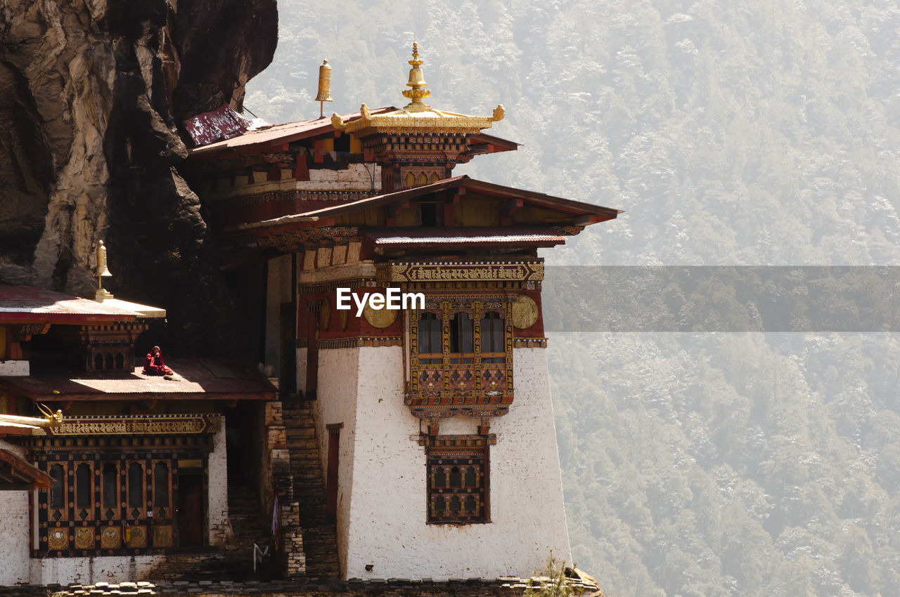Temple against mountains