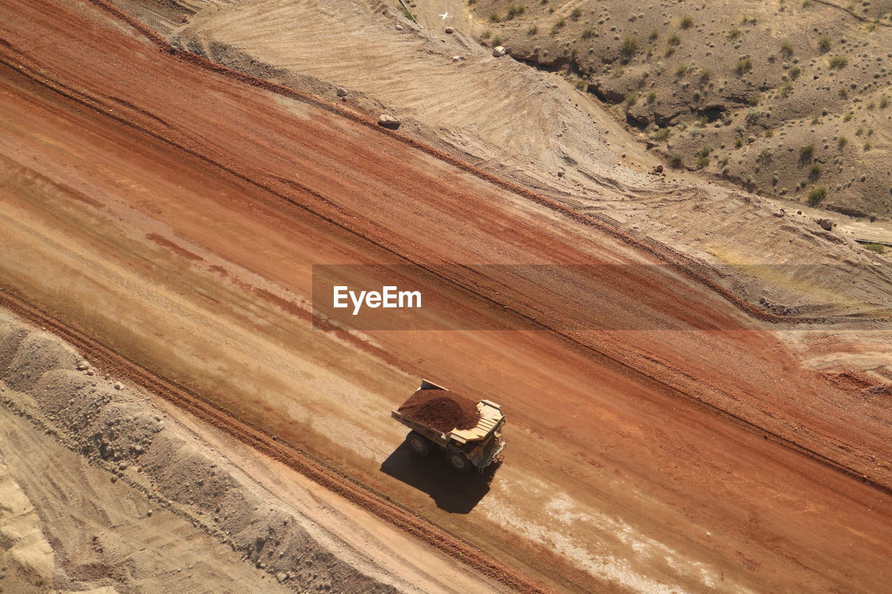High angle view of construction vehicle