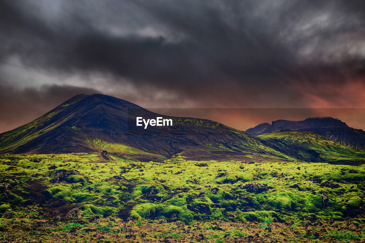 Scenic view of mountains against sky iceland 