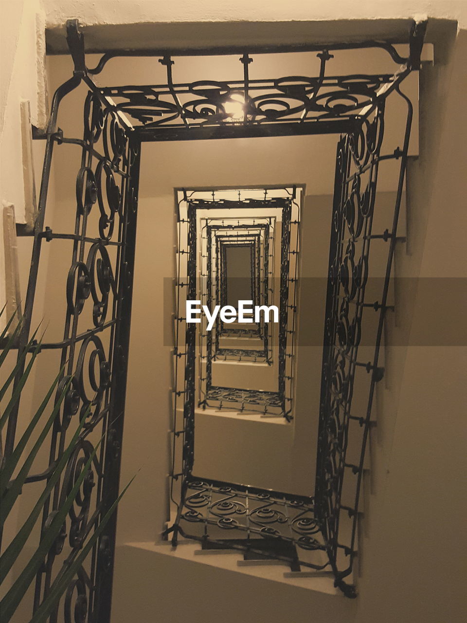 Directly below shot of staircase in building