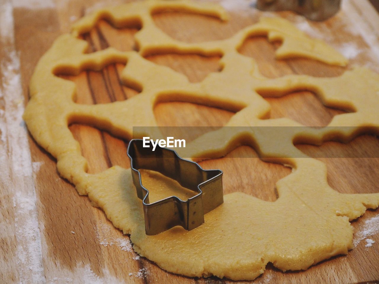 High angle view of cookies on table