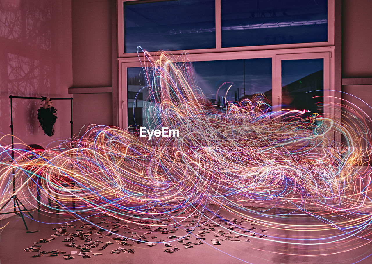 Close-up of light trails