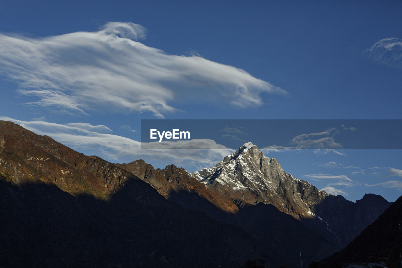 Himalayan peaks seen from the airport in lukla, nepal.