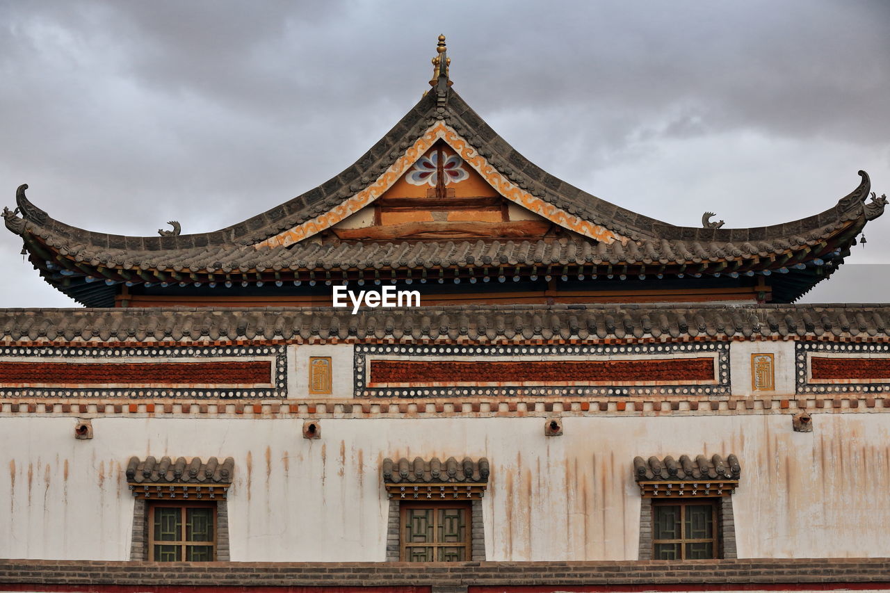 1111 badain jaran temple south facing roof gable-side of sumu jaran lake. badain jaran desert-china.