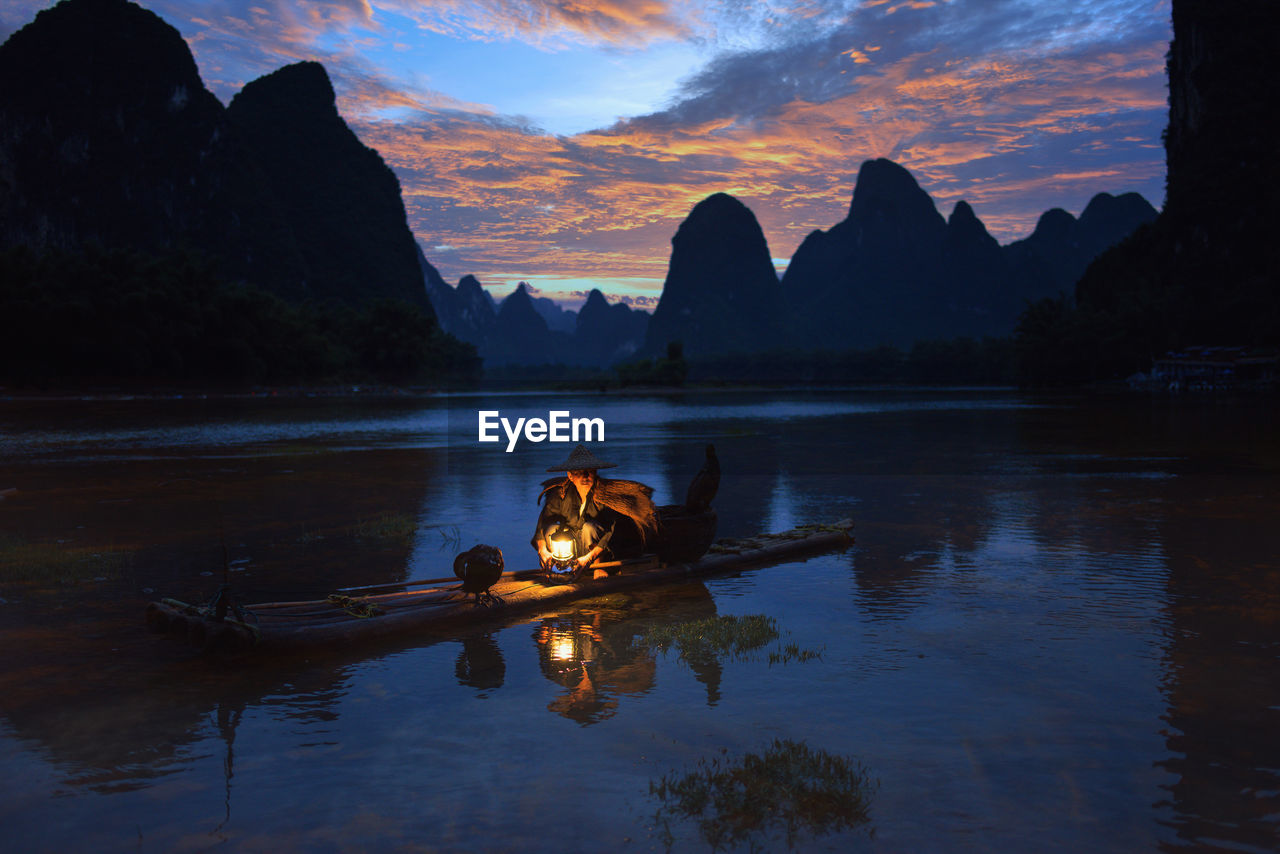 Li river and karst mountains, fisherman of guilin,guangxi, china