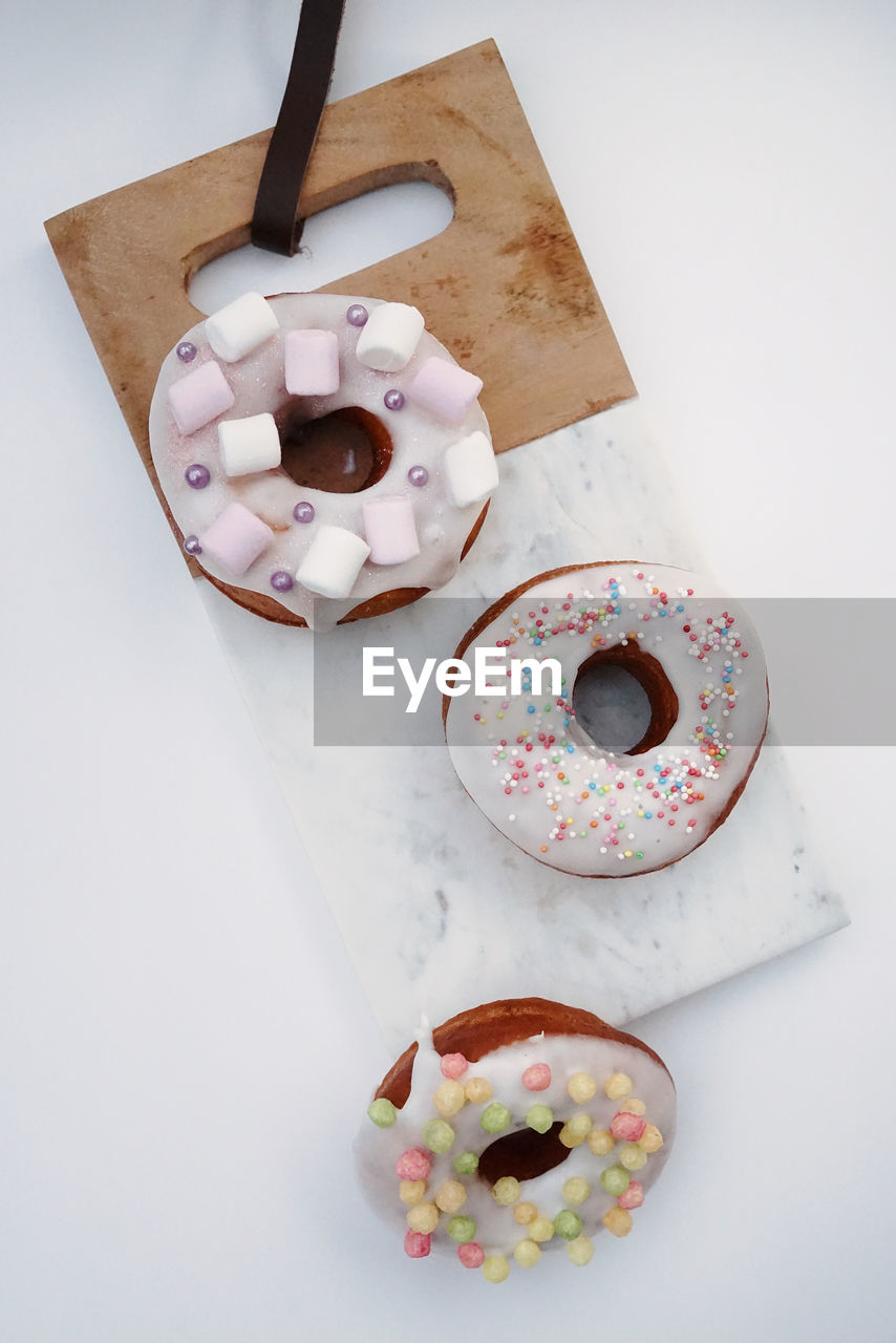 High angle view of ice cream on table